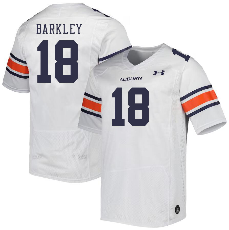 Men #18 Jackson Barkley Auburn Tigers College Football Jerseys Stitched-White